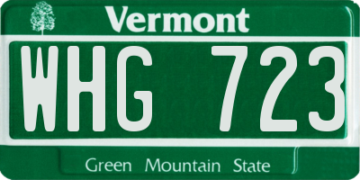 VT license plate WHG723