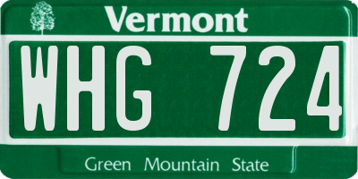 VT license plate WHG724