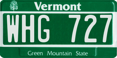 VT license plate WHG727