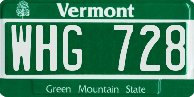 VT license plate WHG728