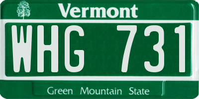 VT license plate WHG731