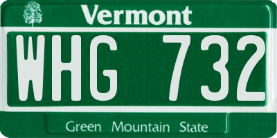 VT license plate WHG732