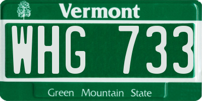 VT license plate WHG733