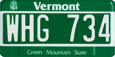 VT license plate WHG734