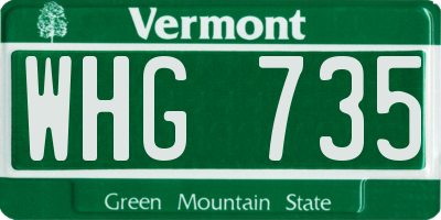 VT license plate WHG735