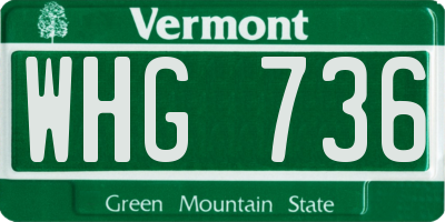 VT license plate WHG736