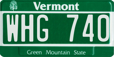 VT license plate WHG740