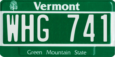 VT license plate WHG741