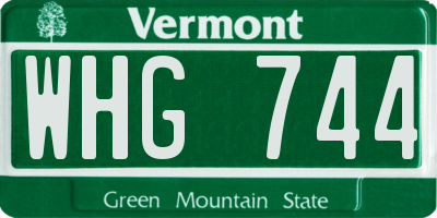 VT license plate WHG744