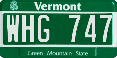 VT license plate WHG747