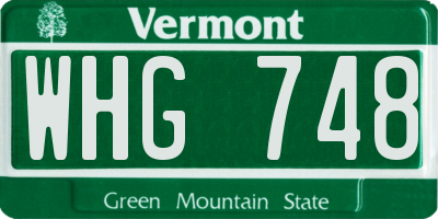 VT license plate WHG748