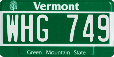 VT license plate WHG749