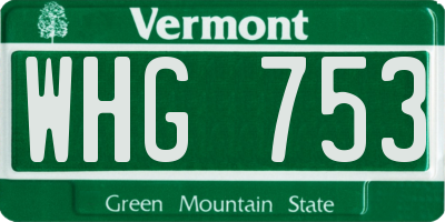 VT license plate WHG753