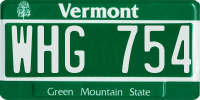 VT license plate WHG754