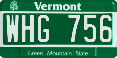VT license plate WHG756