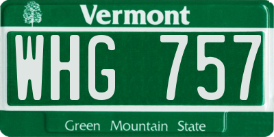 VT license plate WHG757