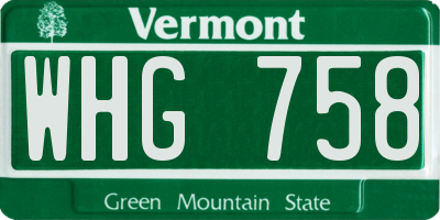 VT license plate WHG758