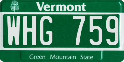 VT license plate WHG759