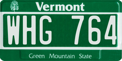 VT license plate WHG764