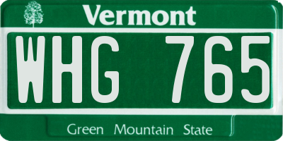 VT license plate WHG765