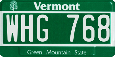 VT license plate WHG768
