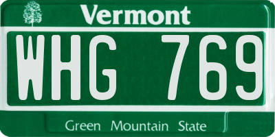 VT license plate WHG769
