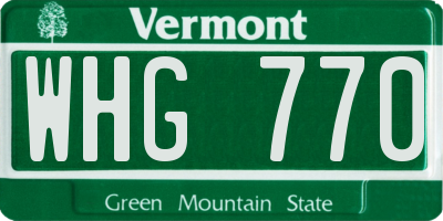 VT license plate WHG770