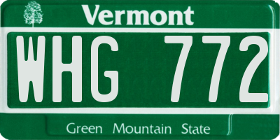 VT license plate WHG772