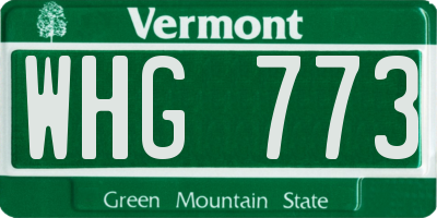 VT license plate WHG773