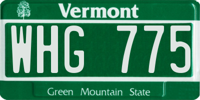 VT license plate WHG775