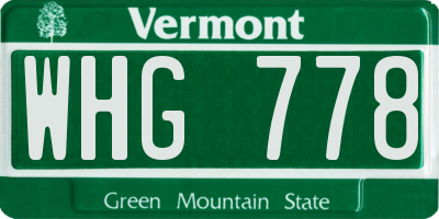 VT license plate WHG778