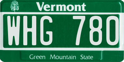 VT license plate WHG780