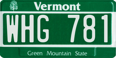 VT license plate WHG781