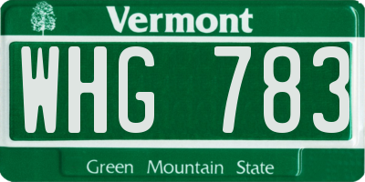 VT license plate WHG783