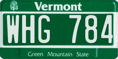 VT license plate WHG784
