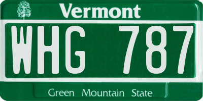VT license plate WHG787