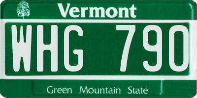 VT license plate WHG790