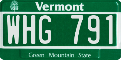 VT license plate WHG791