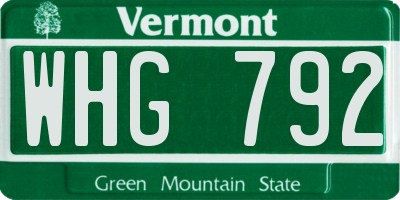VT license plate WHG792