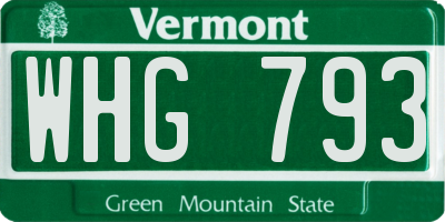 VT license plate WHG793