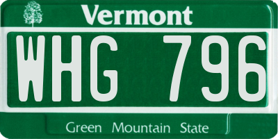VT license plate WHG796