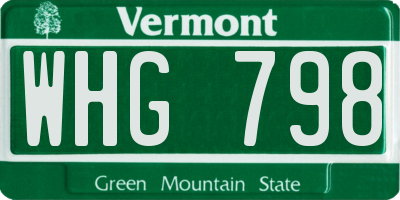 VT license plate WHG798