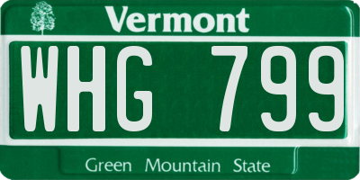 VT license plate WHG799