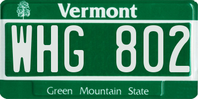 VT license plate WHG802