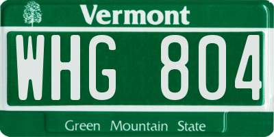 VT license plate WHG804