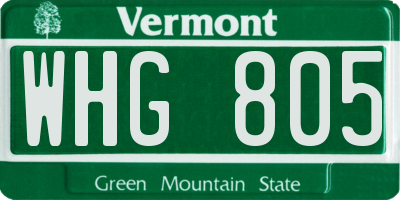 VT license plate WHG805