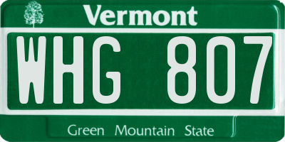 VT license plate WHG807