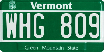 VT license plate WHG809