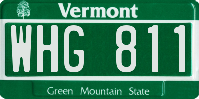 VT license plate WHG811