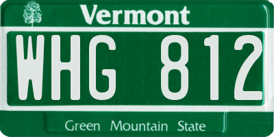 VT license plate WHG812